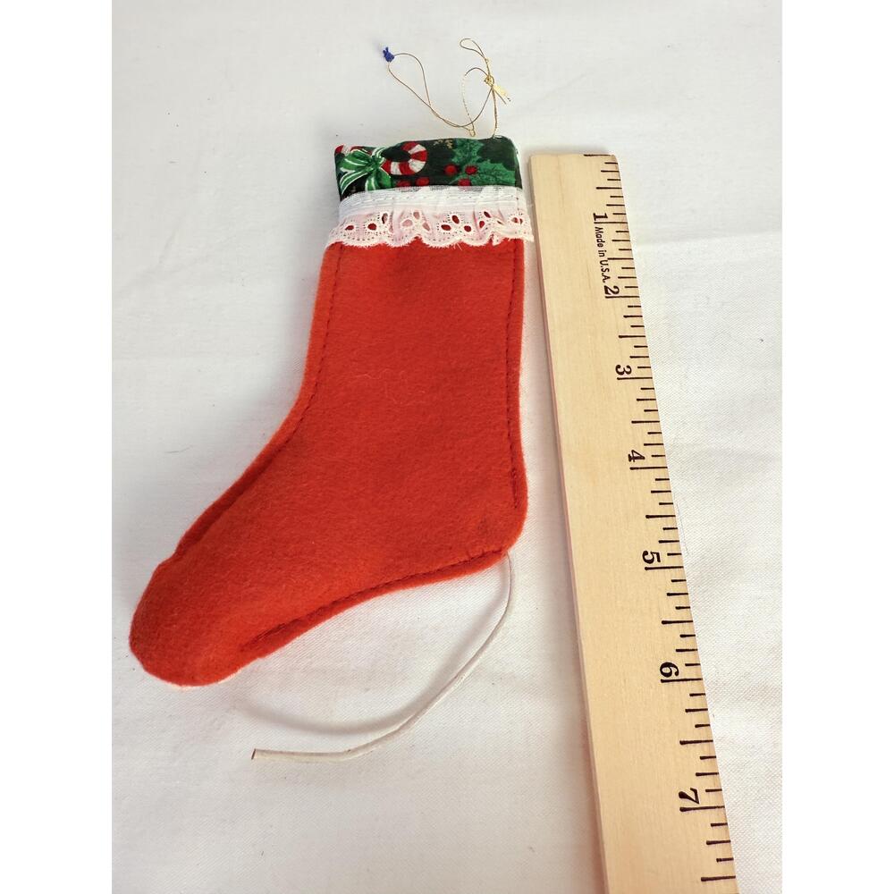 Annalee  99’ “ Itsie” Squeak A Boo Red Green Felt Mouse Face  Stocking 7.5” - Picture 5 of 7